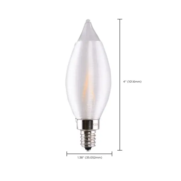 4 Watt CA11 LED Filament - Satin Spun Clear - Candelabra base - 2700K - 120 Volt - Carded - Image 7