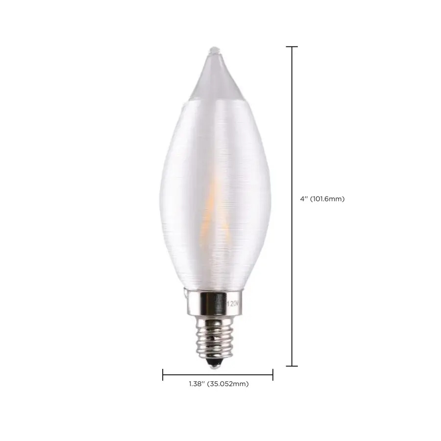 4 Watt CA11 LED Filament - Satin Spun Clear - Candelabra base - 2700K - 120 Volt - Carded - Image 7