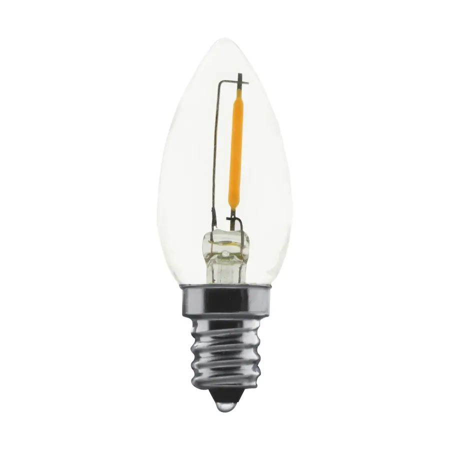 0.7 Watt LED Filament - C7 - Clear - 2700K - Candelabra base - 120 Volt - Carded 2 Pack - Image 1
