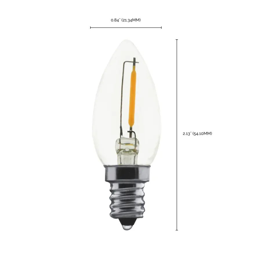0.7 Watt LED Filament - C7 - Clear - 2700K - Candelabra base - 120 Volt - Carded 2 Pack - Image 6