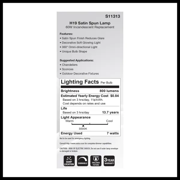 7 Watt H19 LED Filament - 3000K CCT - Medium Base - Satin Spun Finish - 120 Volt - Image 7