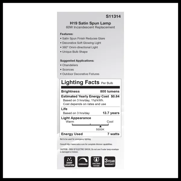 7 Watt H19 LED Filament - 5000K CCT - Medium Base - Satin Spun Finish - 120 Volt - Image 7