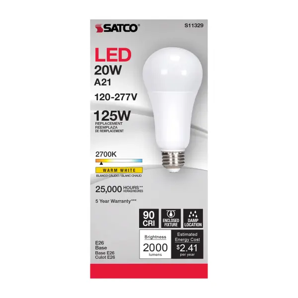 20 Watt - A21 LED - 2700K - Medium base - 220 deg. Beam Angle - 120-277 Volt - Image 3