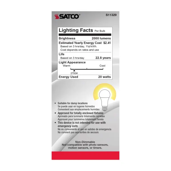20 Watt - A21 LED - 2700K - Medium base - 220 deg. Beam Angle - 120-277 Volt - Image 6