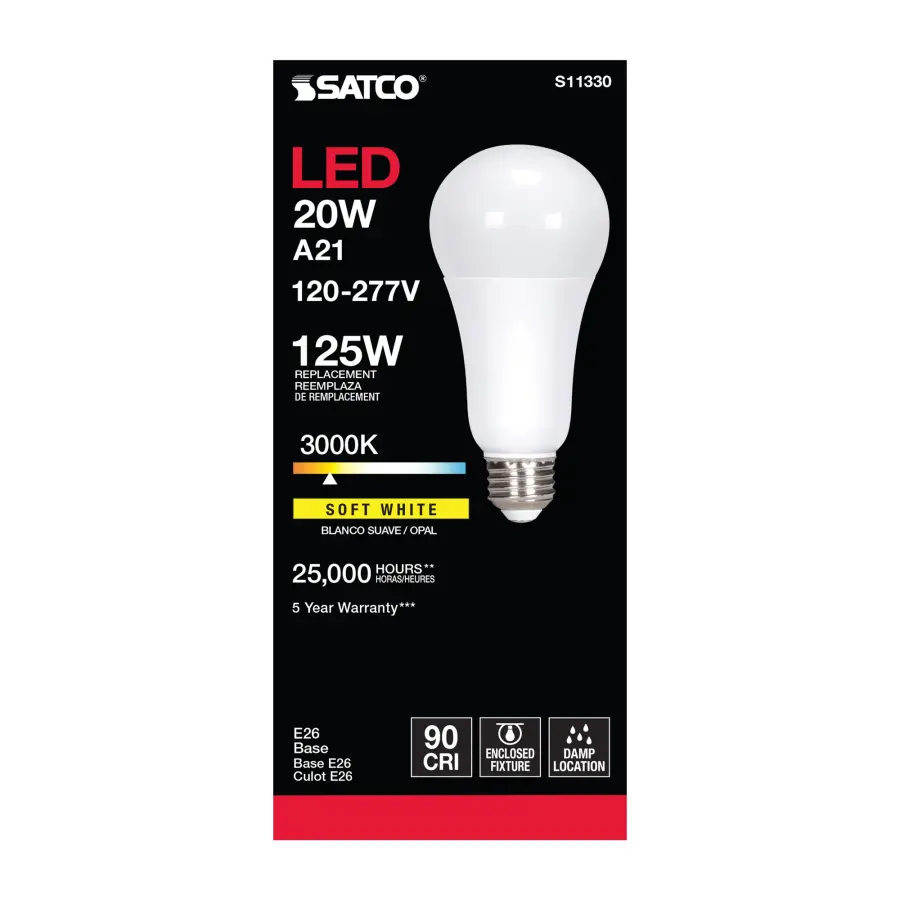 20 Watt - A21 LED - 3000K - Medium base - 220 deg. Beam Angle - 120-277 Volt - Image 4