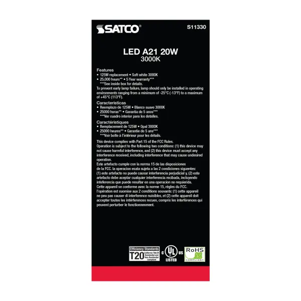 20 Watt - A21 LED - 3000K - Medium base - 220 deg. Beam Angle - 120-277 Volt - Image 5