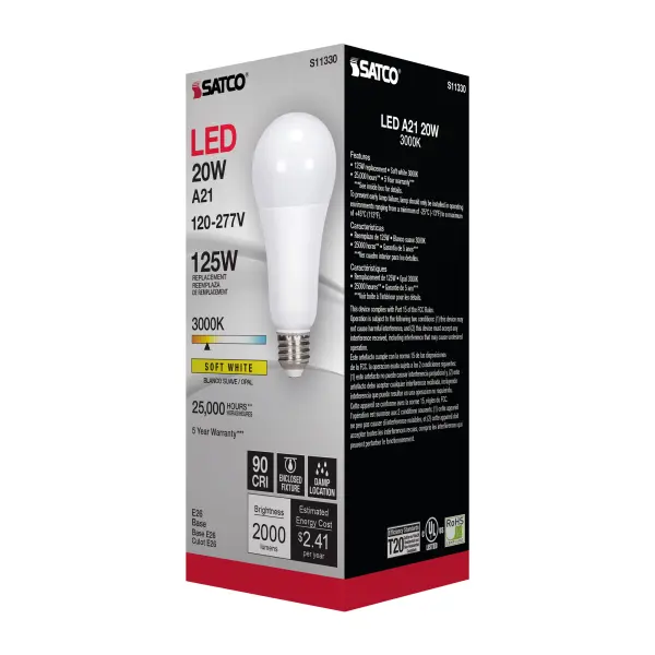 20 Watt - A21 LED - 3000K - Medium base - 220 deg. Beam Angle - 120-277 Volt - Image 7