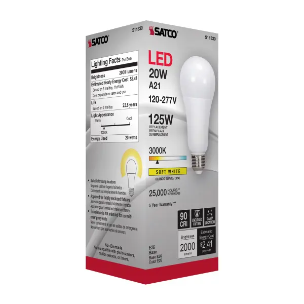 20 Watt - A21 LED - 3000K - Medium base - 220 deg. Beam Angle - 120-277 Volt - Image 8