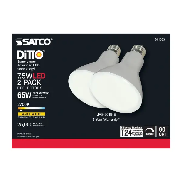7.5 Watt - BR30 LED - 2700K - Medium base - 105 deg. Beam Angle - 120 Volt - 2-pack - Image 5