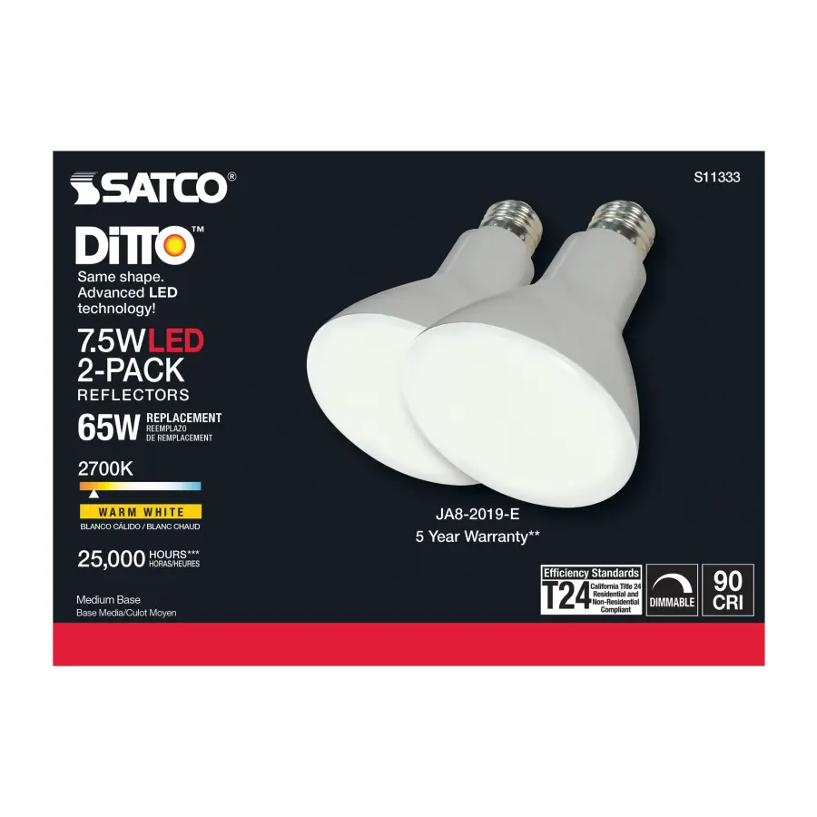 7.5 Watt - BR30 LED - 2700K - Medium base - 105 deg. Beam Angle - 120 Volt - 2-pack - Image 5