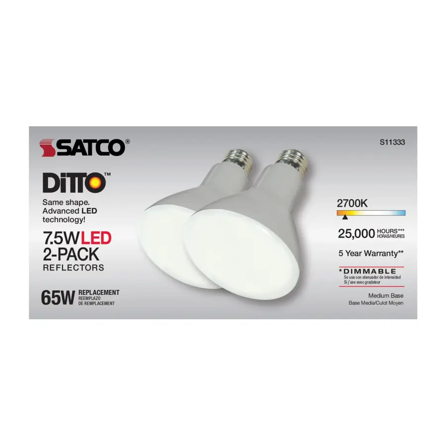 7.5 Watt - BR30 LED - 2700K - Medium base - 105 deg. Beam Angle - 120 Volt - 2-pack - Image 8