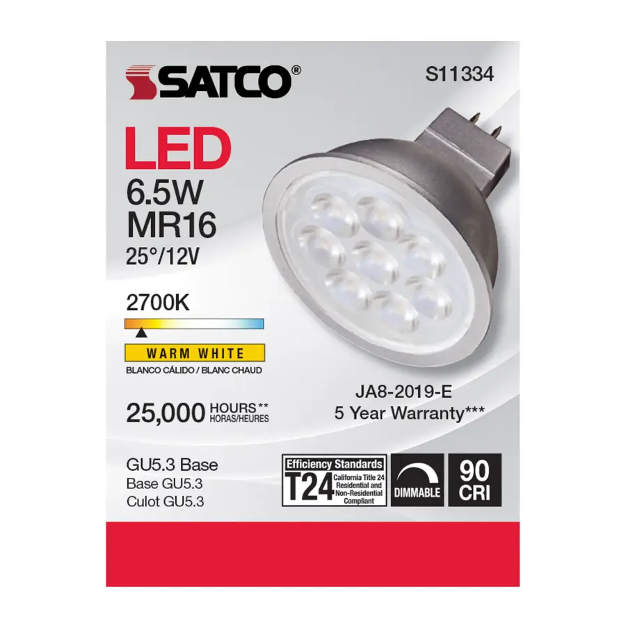 6.5 Watt - MR16 LED - 2700K - GU5.3 base - 25 deg. Beam Angle - 12 Volt - Image 2