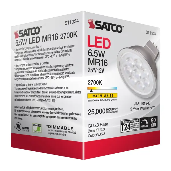 6.5 Watt - MR16 LED - 2700K - GU5.3 base - 25 deg. Beam Angle - 12 Volt - Image 6