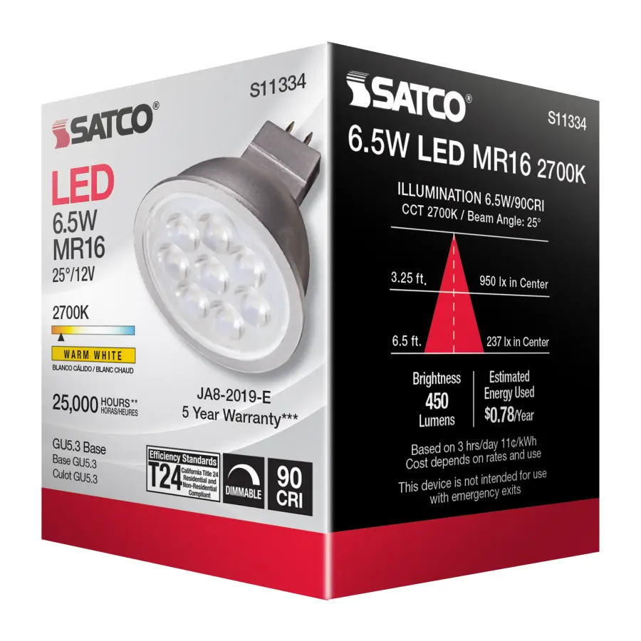 6.5 Watt - MR16 LED - 2700K - GU5.3 base - 25 deg. Beam Angle - 12 Volt - Image 7