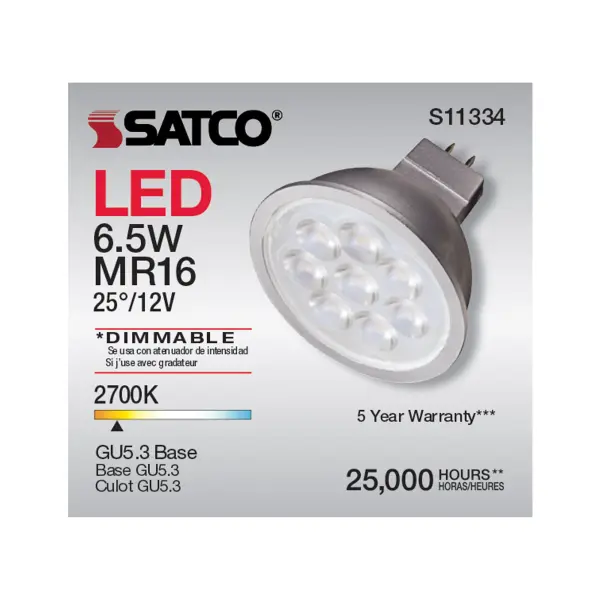 6.5 Watt - MR16 LED - 2700K - GU5.3 base - 25 deg. Beam Angle - 12 Volt - Image 8