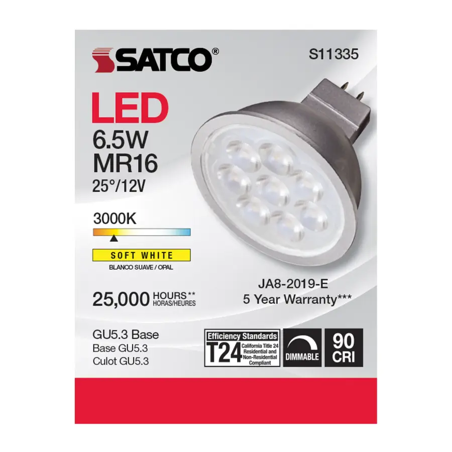 6.5 Watt - MR16 LED - 3000K - GU5.3 base - 25 deg. Beam Angle - 12 Volt - Image 3