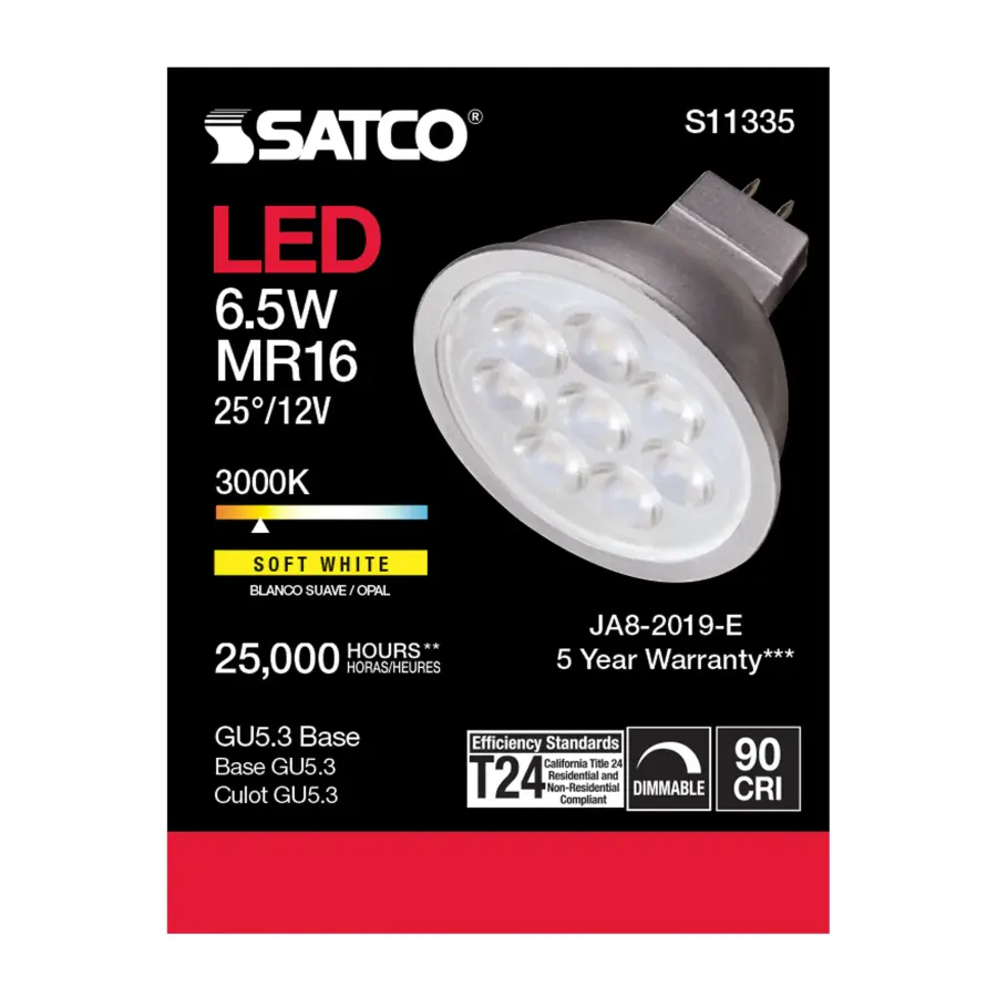 6.5 Watt - MR16 LED - 3000K - GU5.3 base - 25 deg. Beam Angle - 12 Volt - Image 4