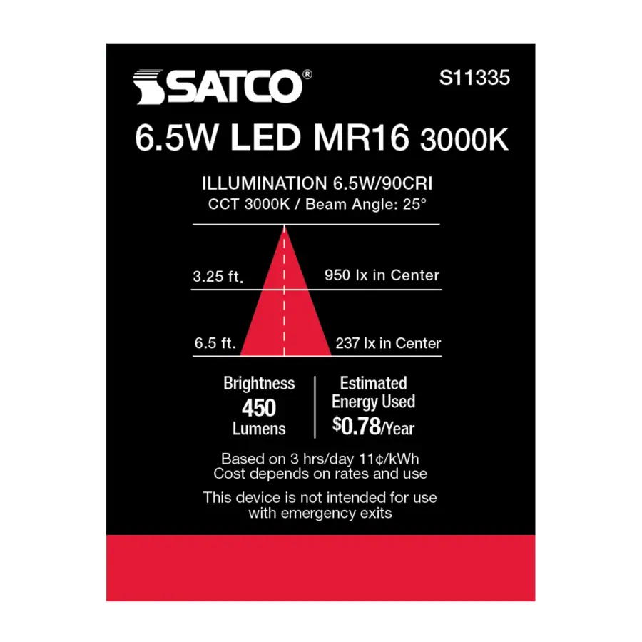 6.5 Watt - MR16 LED - 3000K - GU5.3 base - 25 deg. Beam Angle - 12 Volt - Image 5