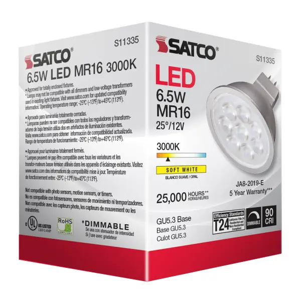6.5 Watt - MR16 LED - 3000K - GU5.3 base - 25 deg. Beam Angle - 12 Volt - Image 6