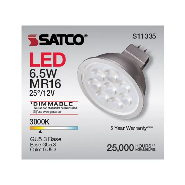 6.5 Watt - MR16 LED - 3000K - GU5.3 base - 25 deg. Beam Angle - 12 Volt - Image 9