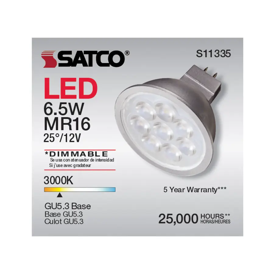 6.5 Watt - MR16 LED - 3000K - GU5.3 base - 25 deg. Beam Angle - 12 Volt - Image 9
