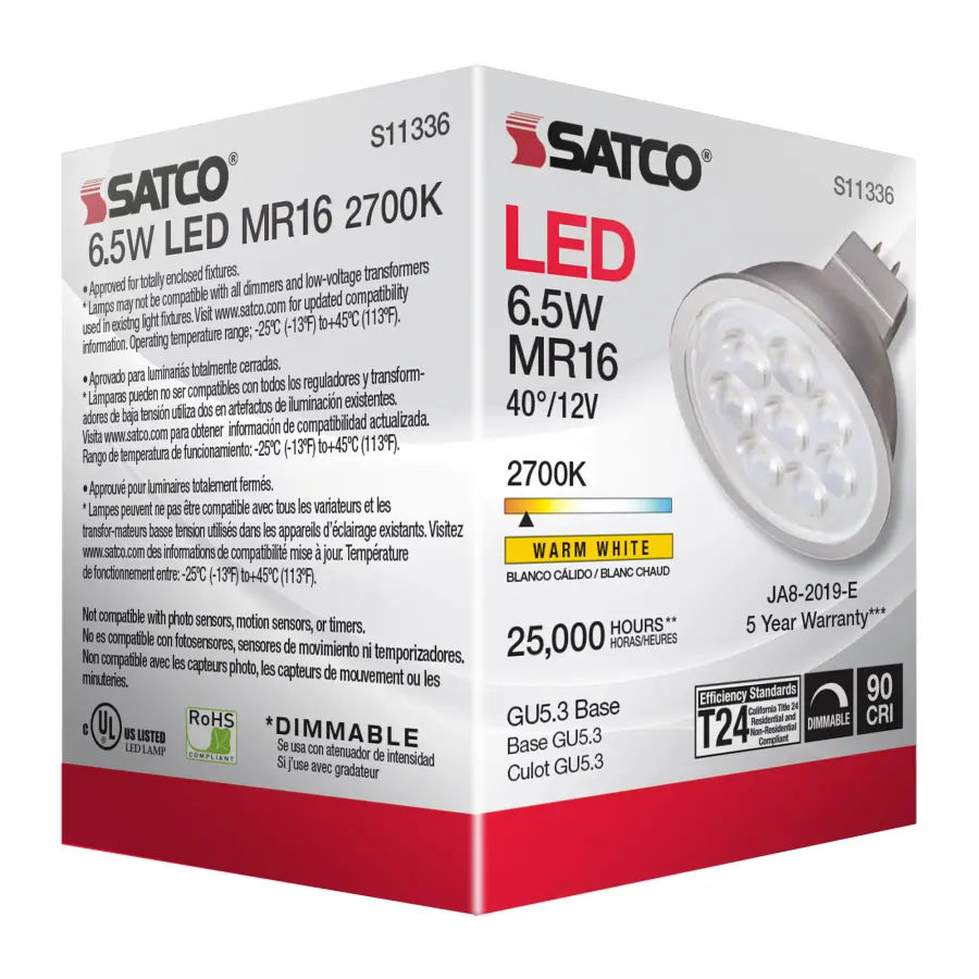 6.5 Watt - MR16 LED - 2700K - GU5.3 base - 40 deg. Beam Angle - 12 Volt - Image 7