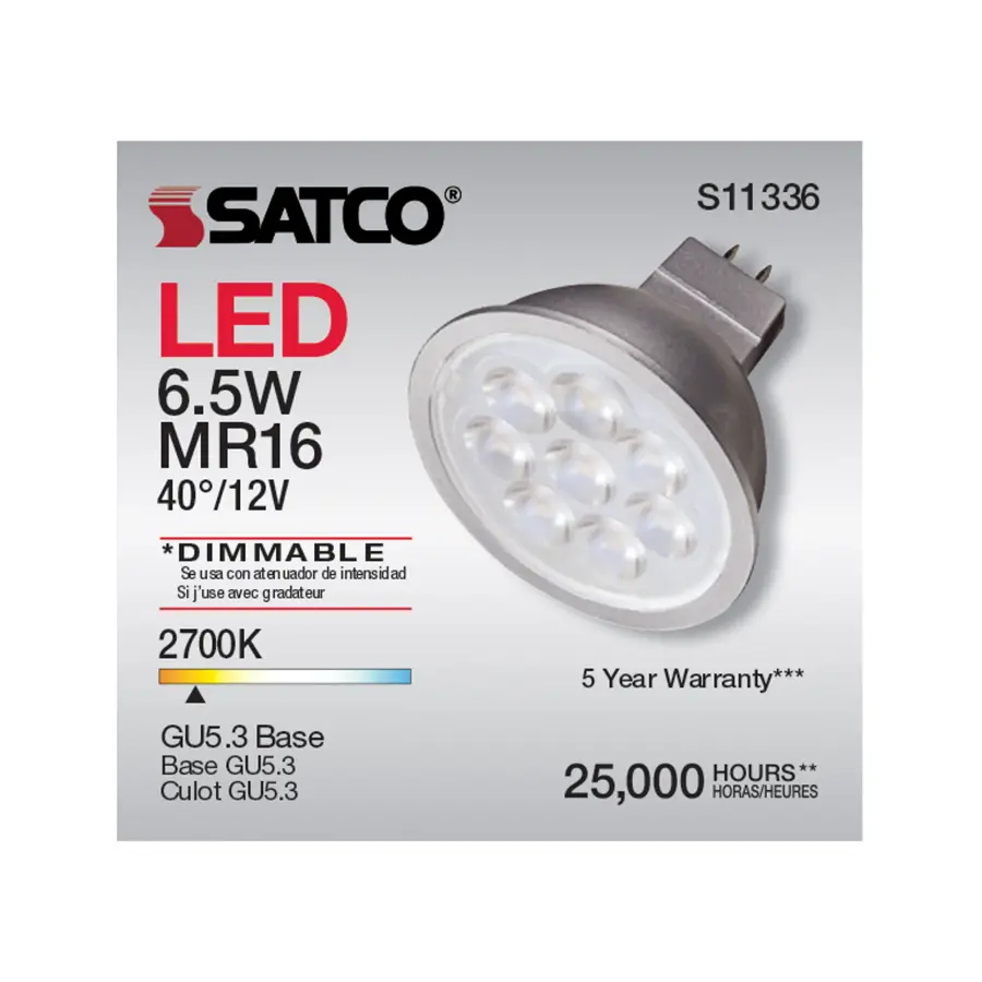 6.5 Watt - MR16 LED - 2700K - GU5.3 base - 40 deg. Beam Angle - 12 Volt - Image 9