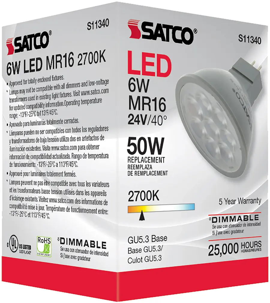 6 Watt - MR16 LED - 2700K - GU5.3 base - 40 deg. Beam Angle - 24 Volt - Image 11