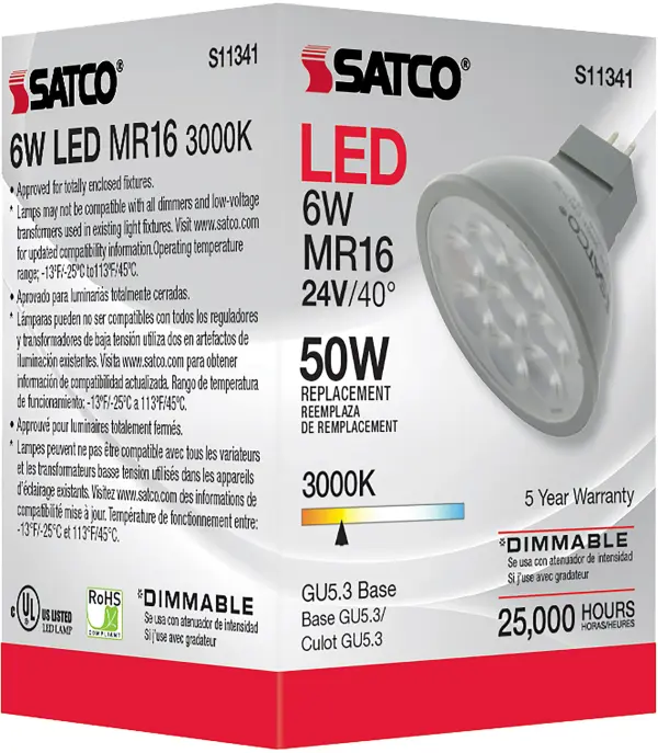 6 Watt - MR16 LED - 3000K - GU5.3 base - 40 deg. Beam Angle - 24 Volt - Image 11