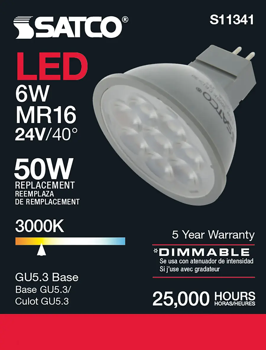 6 Watt - MR16 LED - 3000K - GU5.3 base - 40 deg. Beam Angle - 24 Volt - Image 7