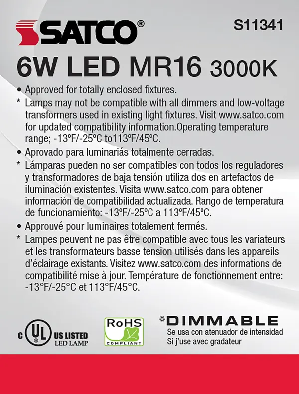 6 Watt - MR16 LED - 3000K - GU5.3 base - 40 deg. Beam Angle - 24 Volt - Image 9
