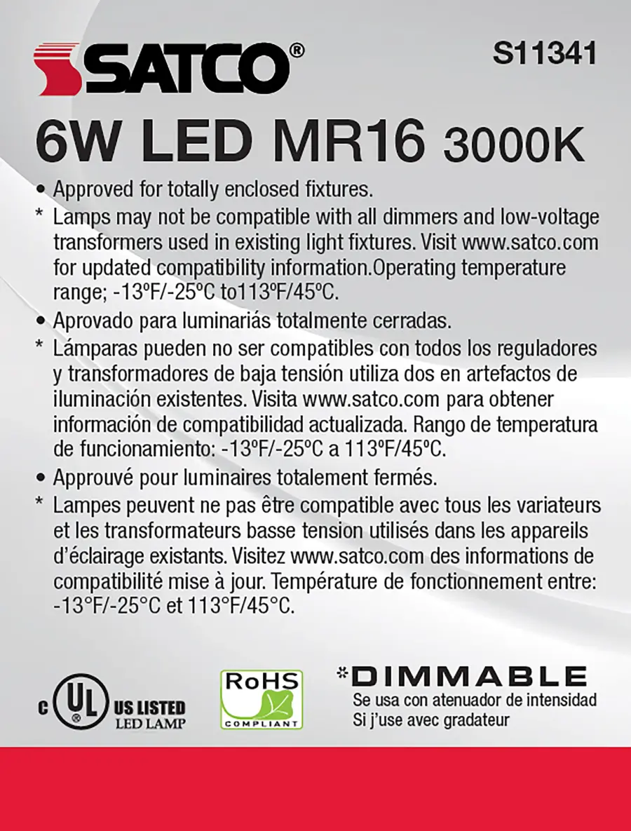 6 Watt - MR16 LED - 3000K - GU5.3 base - 40 deg. Beam Angle - 24 Volt - Image 9