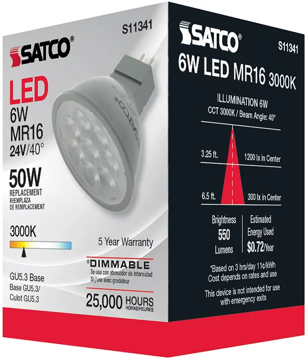 6 Watt - MR16 LED - 3000K - GU5.3 base - 40 deg. Beam Angle - 24 Volt - Image 10