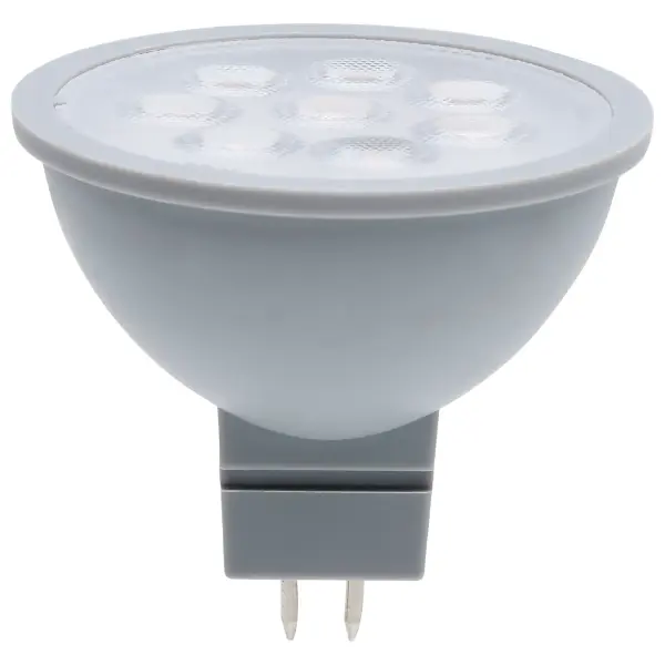Satco's 24-volt MR16 LED lamp serves as a direct replacement for halogen lamps. These are dimmable and suitable for use with indoor damp locations. The MR16 can be used with downlight fixtures, accent lighting, and pendant lighting. - alternate view