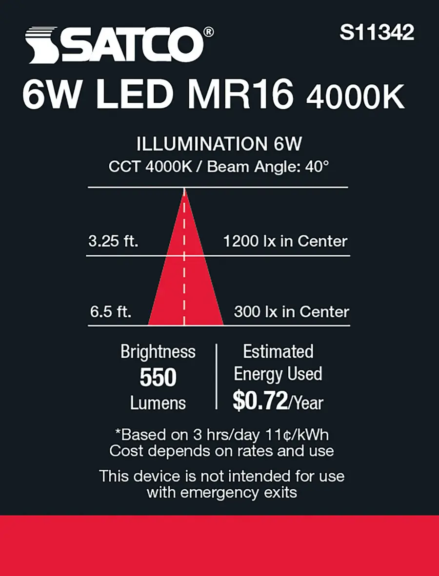 6 Watt - MR16 LED - 4000K - GU5.3 base - 40 deg. Beam Angle - 24 Volt - Image 8