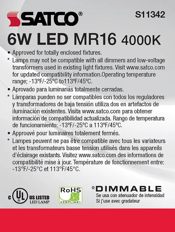 6 Watt - MR16 LED - 4000K - GU5.3 base - 40 deg. Beam Angle - 24 Volt - Image 9