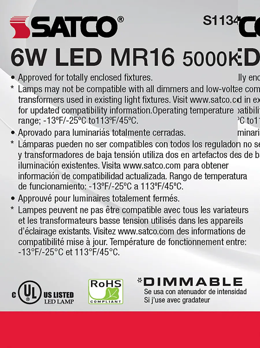 6 Watt - MR16 LED - 5000K - GU5.3 base - 40 deg. Beam Angle - 24 Volt - Image 8