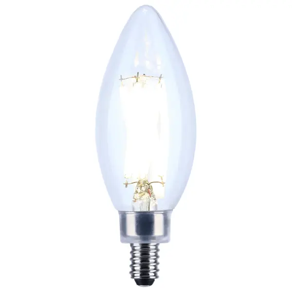 Satco's 8-watt LED bulb is an elegant lighting solution for the home. Perfect for chandeliers, use this dimmable lamp to illuminate living rooms, dining rooms, or anywhere else where a traditional look will complement decorative needs. The bulb has a beam spread of 300 degrees, and delivers 15,000 hours of cool white light. - alternate view