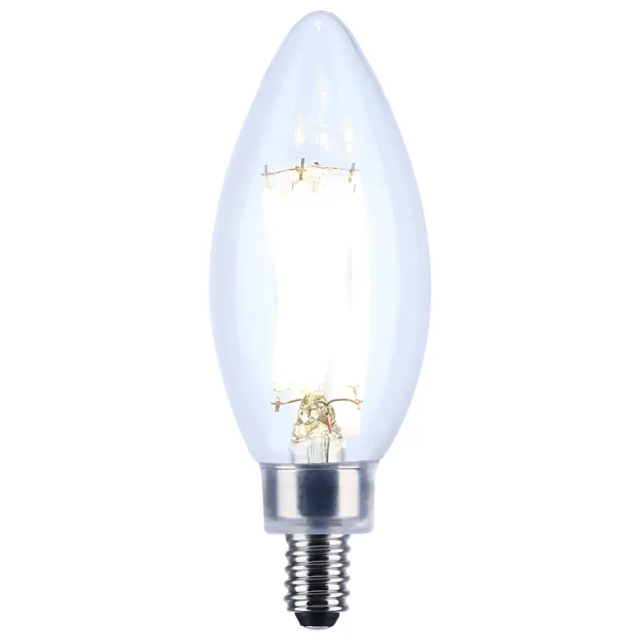 8 Watt C11 LED Filament - Clear Finish - Candelabra Base - 4000K - 90 CRI - 760 Lumens - 120 Volt - Image 2