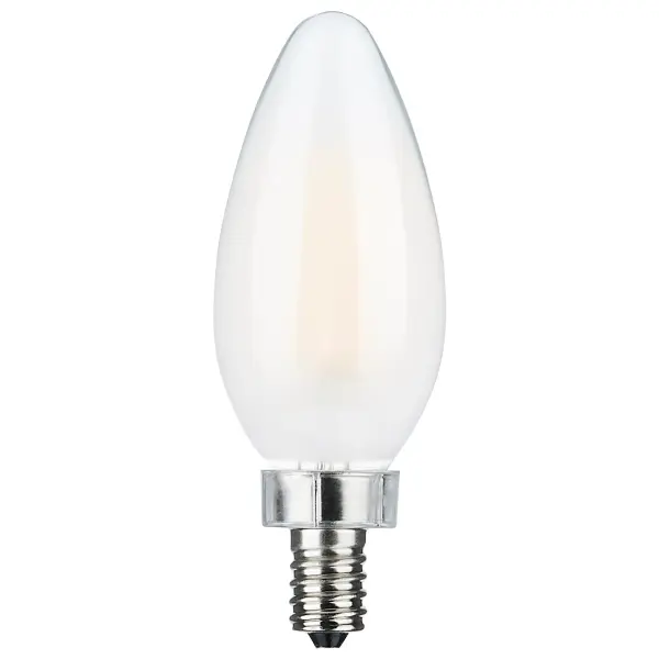 Satco's 8-watt LED bulb is an elegant lighting solution for the home. Perfect for chandeliers, use this dimmable lamp to illuminate living rooms, dining rooms, or anywhere else where a traditional look will complement decorative needs. The bulb has a beam spread of 300 degrees, and delivers 15,000 hours of soft white light.