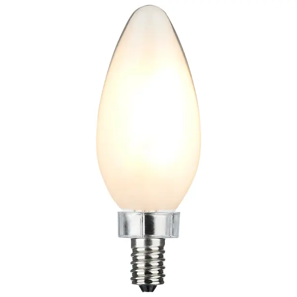 Satco's 8-watt LED bulb is an elegant lighting solution for the home. Perfect for chandeliers, use this dimmable lamp to illuminate living rooms, dining rooms, or anywhere else where a traditional look will complement decorative needs. The bulb has a beam spread of 300 degrees, and delivers 15,000 hours of soft white light. - alternate view
