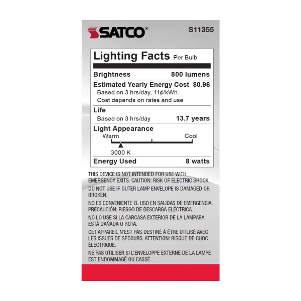 8 Watt - A19 LED Filament - Clear - 3000K - Medium base - 120 Volt - Image 4