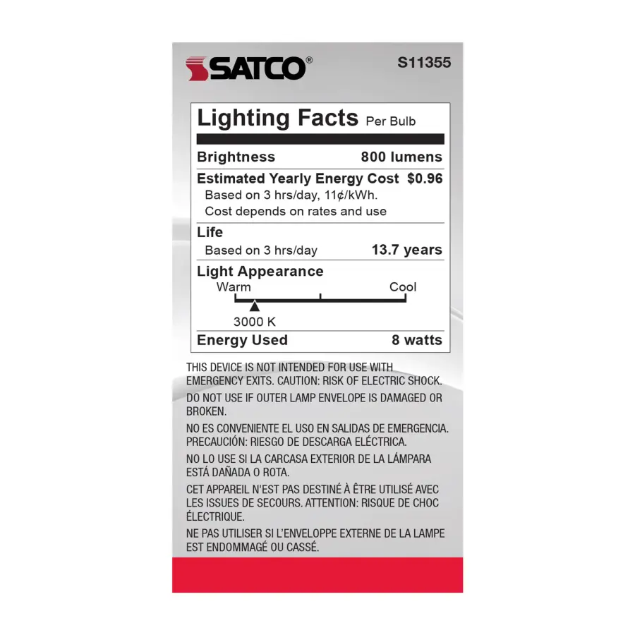 8 Watt - A19 LED Filament - Clear - 3000K - Medium base - 120 Volt - Image 4