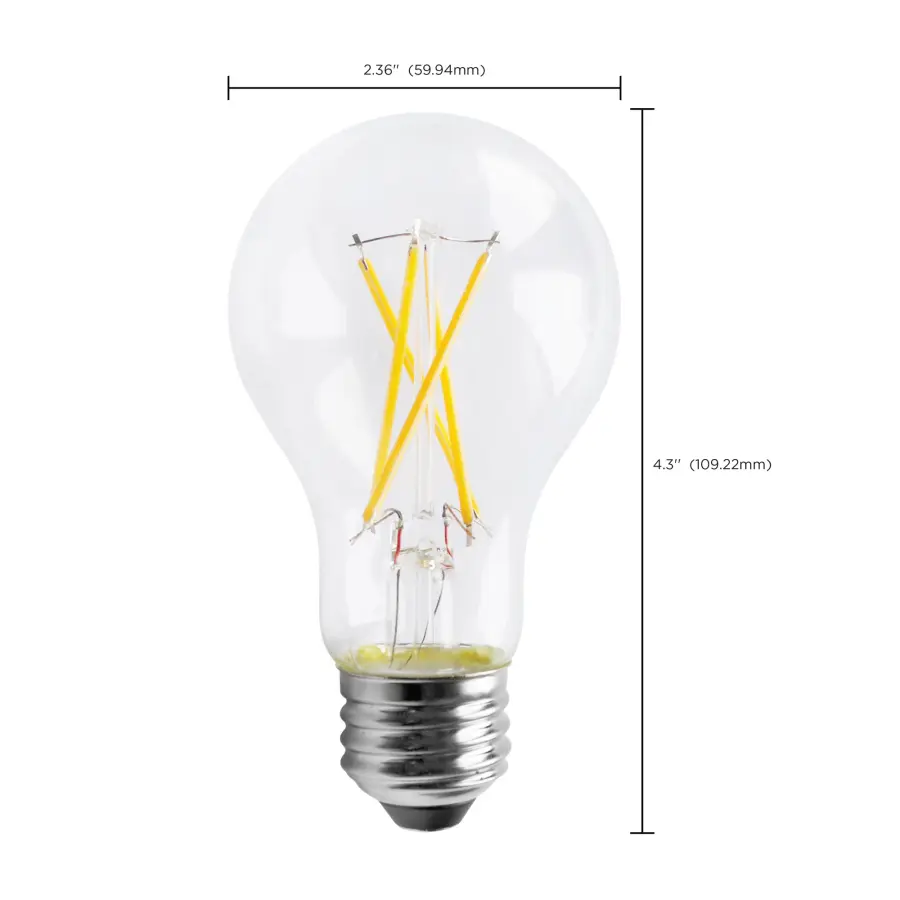 8 Watt - A19 LED Filament - Clear - 3000K - Medium base - 120 Volt - Image 8