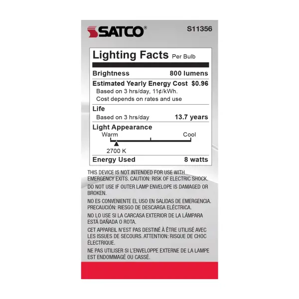 8 Watt - A19 LED Filament - Soft White - 2700K - Medium base - 120 Volt - Image 4