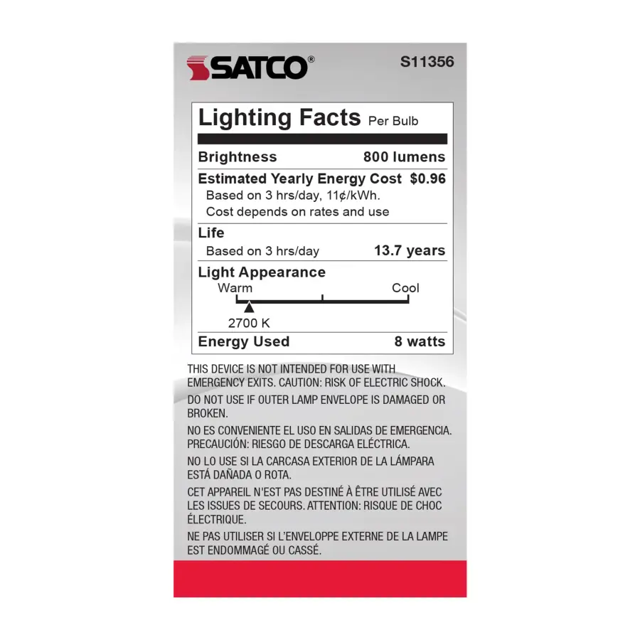 8 Watt - A19 LED Filament - Soft White - 2700K - Medium base - 120 Volt - Image 4
