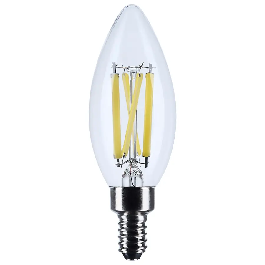 8 Watt C11 LED Filament - Clear - Candelabra base - 3000K - 90 CRI - 760 Lumens - 120 Volt - Image 1