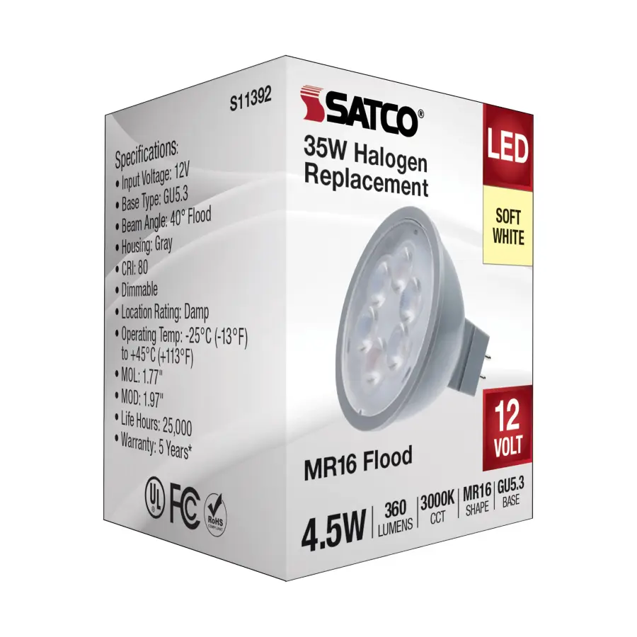 4.5 Watt MR16 LED - Silver Finish - 3000K - GU5.3 Base - 360 Lumens - 12 Volt - Image 5