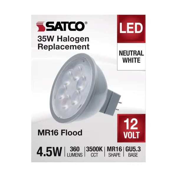 4.5 Watt MR16 LED - Silver Finish - 3500K - GU5.3 Base - 360 Lumens - 12 Volt - Image 3