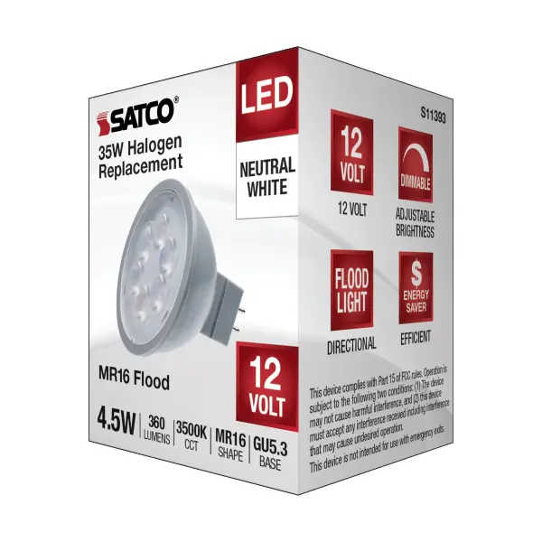4.5 Watt MR16 LED - Silver Finish - 3500K - GU5.3 Base - 360 Lumens - 12 Volt - Image 6